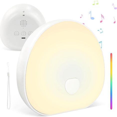 Macchina portatile per rumore bianco, 7 colori di luce notturna per neonati, con musica rilassante, impostazioni timer, batteria ricaricabile, tipo C, macchina per rumore bianco per adulti e neonati