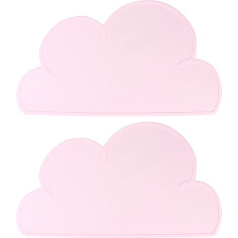 Lot de 2 sets de table silicone nuage rose pour enfant, antidérapant, imperméable, isolant thermique, assiette repas bébé (1/5)