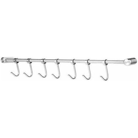 7 Barre de crochet Barre de cuisine Barre de suspension en acier inoxydable 304 Porte-ustensiles de cuisine Porte-pot Porte-gobelet avec crochets Accessoires de cuisine Accessoires de cuisine (1/4)