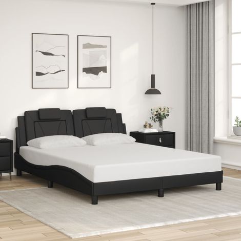 Bettgestell "Viana" ohne Matratze Schwarz 160x200 cm Kunstleder vidaXL (1/5)
