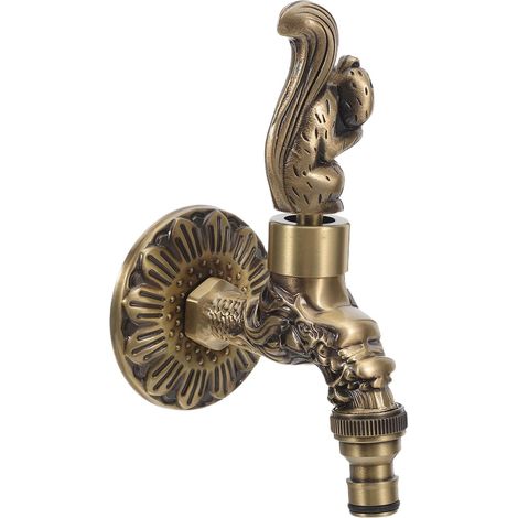Robinet D'évier Cuisine Mural Vintage en Laiton Finition Antique Luxueuse, Sculpture Gravée, Compatible Polyvalent, pour Intérieurs Rétro (1/5)