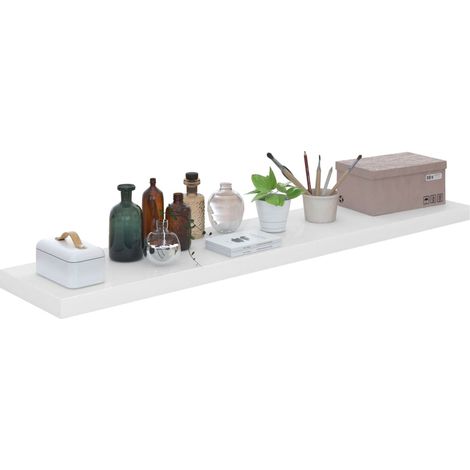 Étagère murale flottante Blanc brillant 120x23,5x3,8 MDF (1/5)