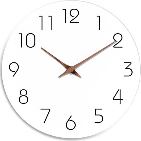 Horloge Murale silencieuse en Bois de sans tic-tac, Fonctionne à Piles – Horloge Murale en Bois Blanc, Moderne, Simple, Minimaliste pour Cuisine, Maison, Salle de Bain, Salon (1/5)