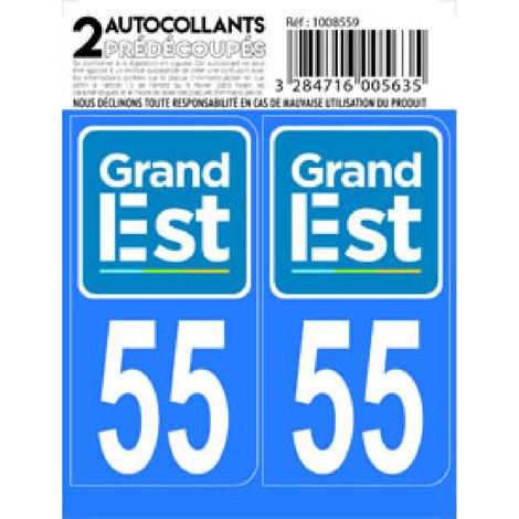 10x Autocollant departement 55 - GRAND EST