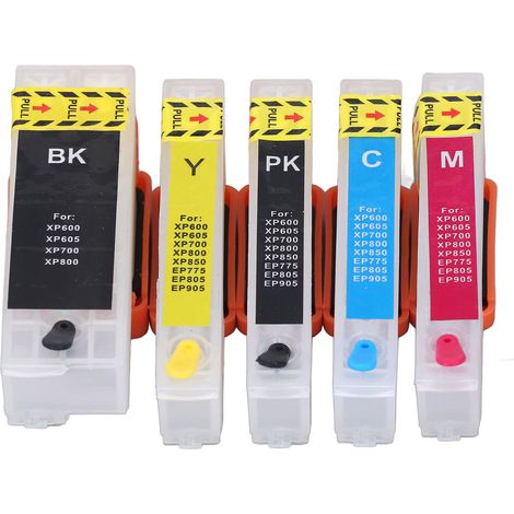 Cartouche d'encre imprimante 5 pièces avec puce permanente, lot 5 couleurs rechargeables BK PK C M Y T3351-T3364 stable (1/5)