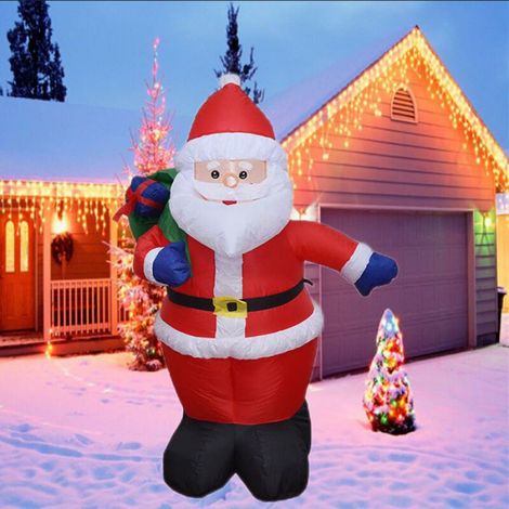 Décoration gonflable de Noël 1,2 m – Père Noël avec sac cadeau – Lumières LED intégrées pour extérieur – Installation rapide (1/5)