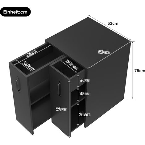 Meuble de rangement sur roulettes – étagère mobile avec tiroir latéral coulissant, grandes roues, protection des bords, configuration réversible gauche/droite – bibliothèque pour bureau, chevet, salle (1/5)