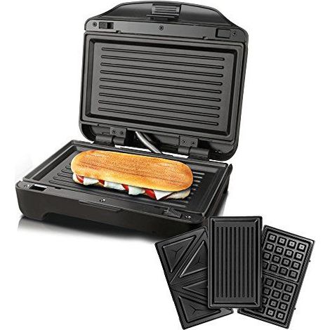 Taurus - Miami Sandwich Maker Premium  900W  3 plaques antiadhésives amovibles  LED indicator  Rangement vertical  Cool touch handle  Base antidérapante (1/5)