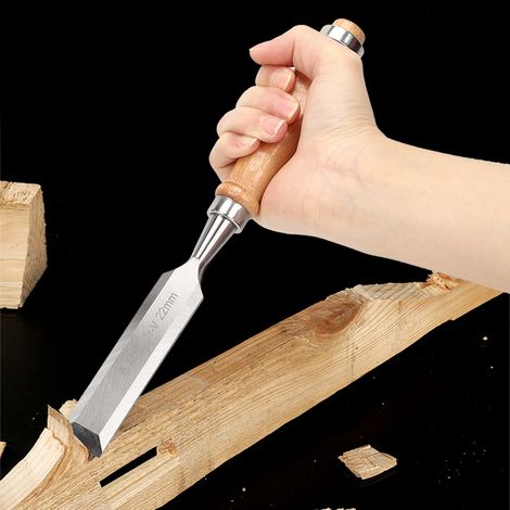 Ciseau à bois en acier Cr V de 22 mm (0,87 po) à manche en bois, outil de menuiserie à lame tranchante (1/5)