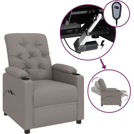 fauteuil inclinable électrique en tissu brun grisâtre (1/5)