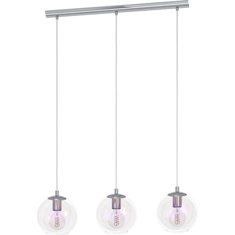 Lampadario Contemporaneo Ariscani 2 Acciaio Cromo Trasparente 3 Luci E27 Ip20 (1/2)