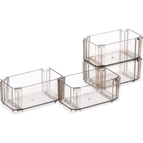 Lot de 6 organiseurs de tiroir empilables rangement chaussettes sous-vêtements en plastique blanc (1/4)