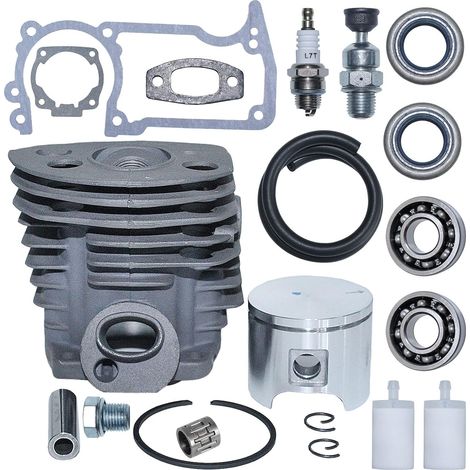 Cylindre 46mm, piston, roulement, joint d'huile, soupape pour Husqvarna 51 55 Rancher pour tronçonneuse, cylindre, piston, axe, segment, circlip, roulement à billes, joint d'huile, roulement à aiguill (1/5)
