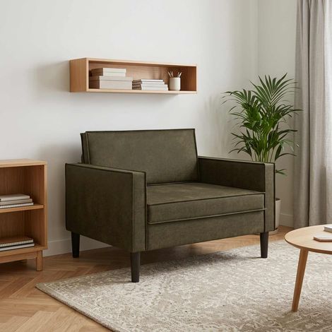 vidaXL Fauteuil XL Vert armée Simili daim (1/5)