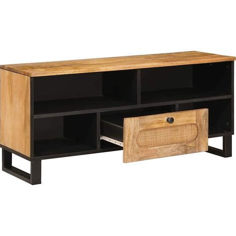 Meuble TV Marron 100 x 33 x 46 cm Bois de mangue massif (1/5)