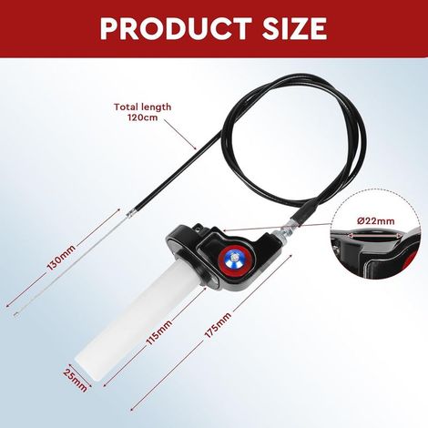 22-mm-Motorrad-Gasgriffe für Lenker, 7/8"-Kabelset, Schnellverschluss-Gasgriff mit 1,2 m Kabel, Schnellzug-Gasgriff für 50-200 cm³ Quad, ATV, Pitbike und Dirtbike (1/4)