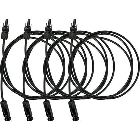 Lot de 4 rallonges câble solaire MC4 mâle/femelle, 2 m, 4 mm², étanches IP67, pour panneaux photovoltaïques et micro-onduleurs
