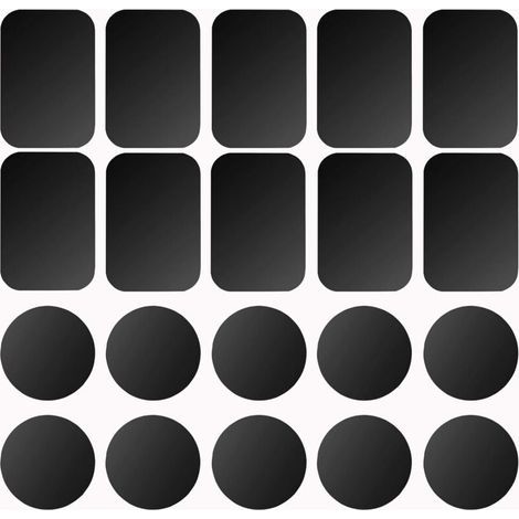 Plaque métallique adhésive 3M, ensemble de 10 plaques métalliques auto-adhésives pour aimants de téléphone/supports magnétiques pour téléphone portable pour voiture S-07 (10 noir) (1/4)