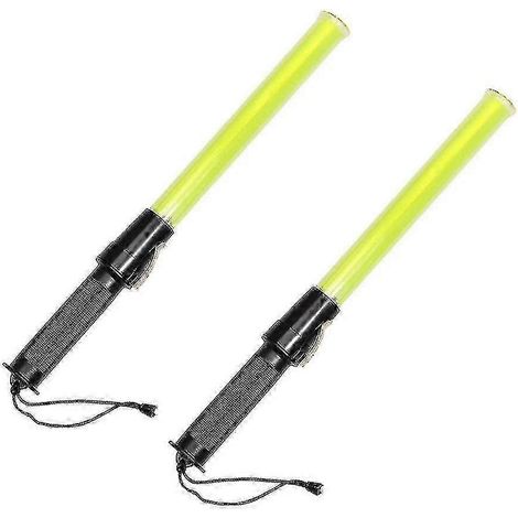 Bâton de signalisation de 43 cm avec feu de signalisation LED - Lot de 2 - jaune (1/4)