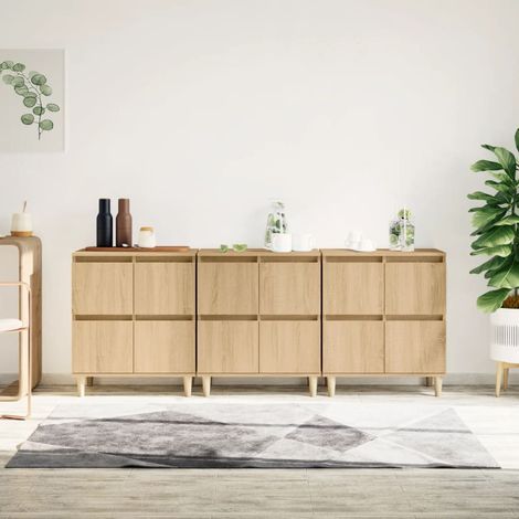 Lot de 3 Buffets Vintages,Enfilades chêne sonoma 60x35x70 cm bois d'ingénierie -TZ14905 (1/5)