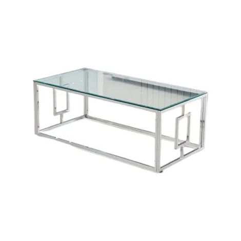 Table basse SOPHIE pieds Chromé plateau transparent 120 cm (1/5)