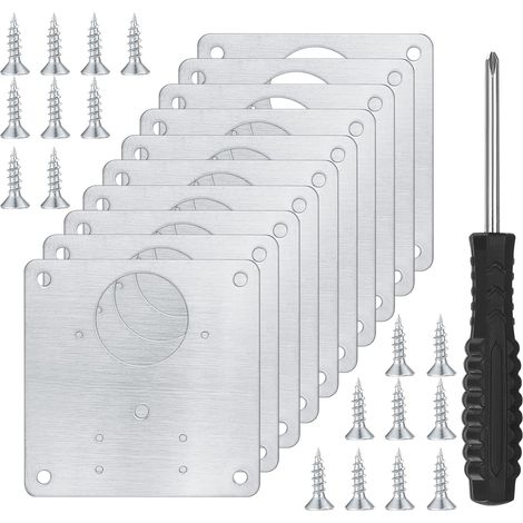 Lot de 10 plaques de réparation pour charnières de meubles, clips de réparation avec trous et vis (argenté) (1/5)