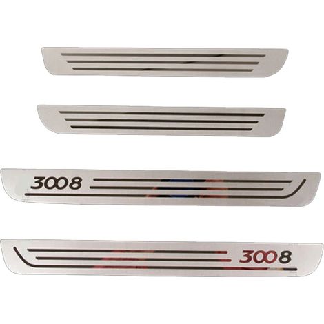 Seuil de porte en acier inoxydable argenté,accessoire de garniture pour Peugeot 3008-2016 (1/2)