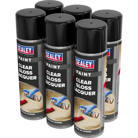Sealey SCS065 Gloss Lacquer 500ml, Clear - Pack of 6