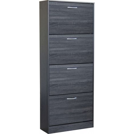 Scarpiera Wendy 60x24x150 h cm in Legno Grigio Scuro (1/5)