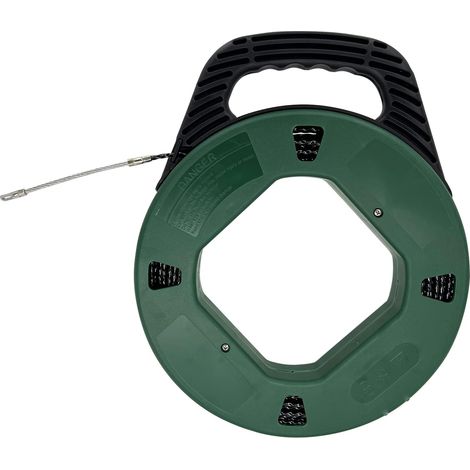 Aiguille Tire Fil 30m Flexible Spiralé Aiguille Tire Fil Avec Coque en Plastic électrique de Outil d'extraction de Câble Amélioré (Coque Vert, 30M Fil d'acier en Or)