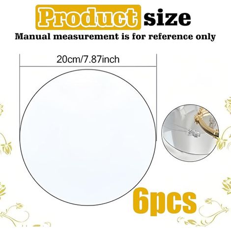 Round Mirror Tray Mirror Tray Acrylic Glass Round Mirror Tray Home Decoration 20cm (1/4)