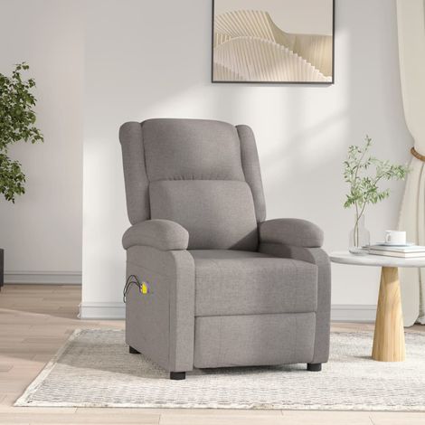 Massagesessel Elektrisch Taupe Stoff vidaXL