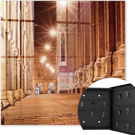Armoire à clés - (30 cm x 30 cm) - Boîte à clés murale - Coffret de rangement pour clés - Couleur noire - Ouverture vers la droite - Pour maison et bureau - Nuit en ville