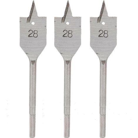 Jeu de 3 forets plats en acier à haute teneur en carbone pour le travail du bois, 28 mm (1/5)