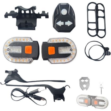 Luci posteriori per biciclette, luci posteriori per scooter, indicatori di direzione, ricaricabili tramite USB, funzione clacson, indicatori di direzione sinistro e destro, luci di avvertimento, dispo (1/5)