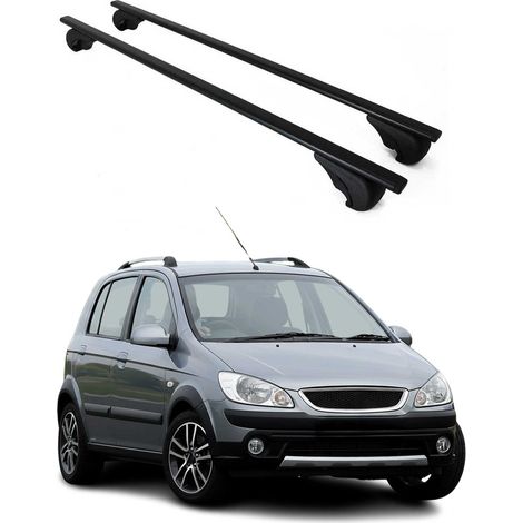 OMAC Dachträger Querträger für Hyundai Getz 2002-2011 – Abschließbar – Max. 75 kg – 2 Stangen Stahl Schwarz (1/5)