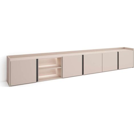 Mueble TV Sabinillas-01 de 309x50x35 cm con puertas abatibles, LED, color beige (1/4)