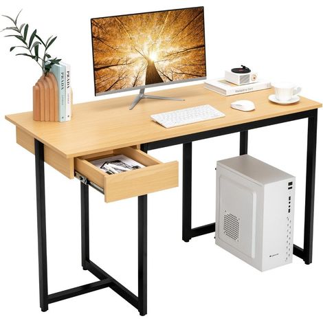 120 cm langer computertisch mit schublade verstellbaren pads computertisch natur