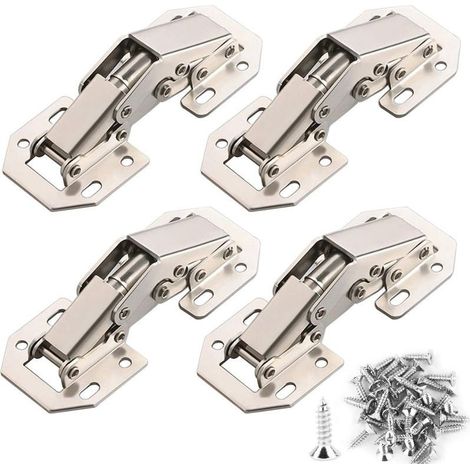 4PCS Charnière Porte Placard 90 Degrés avec Vis Amortisseur Piston Compression Support Relevable Accessoire Meubles Coin 77mm x 32mm (1/5)
