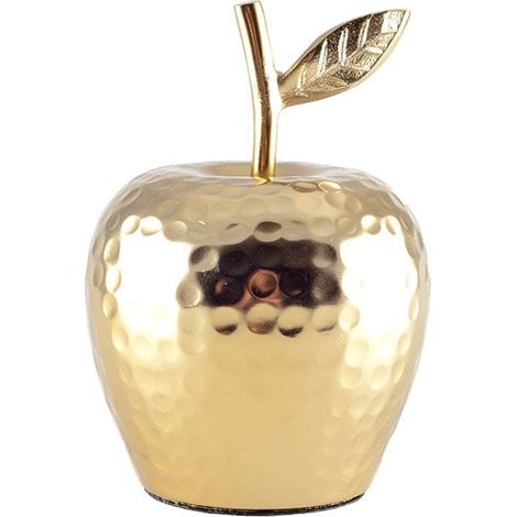 Pomme Décorative en Aluminium Doré Objet de Décoration Intérieure Moderne 11 x 11 x 15 cm - PANGIVO (1/3)