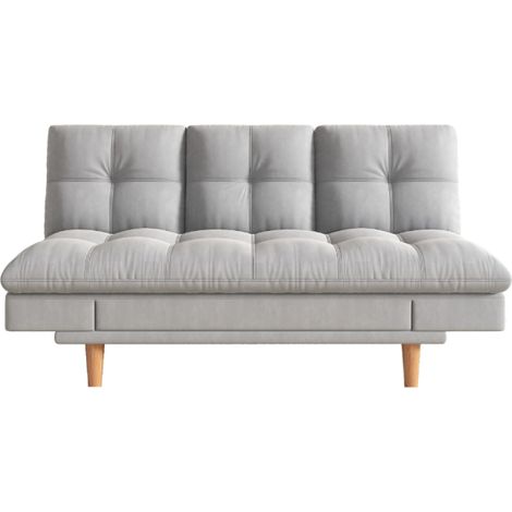 Concept-Usine – Canapé convertible 3 places en tissu 100% polyester gris clair – Structure bois massif – Dimensions couchage 178 x 110 cm – Poids max 220 kg (1/5)