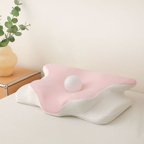 Ergonomic 2-in-1 cervical pillow with memory foam cushion for sleeping on your side, back, and stomach. 63 x 42 x 9/12 cm (1/4)