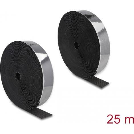 Delock Cinta de gancho y bucle de alta resistencia autoadhesiva LA 25 m x AN 50 mm negra