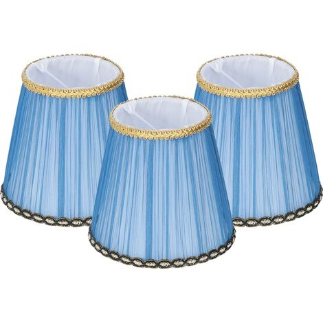 Set di 3 paralumi in tessuto – blu scuro – con clip – per camera da letto / lampadario / studio / hotel / club / applique da parete