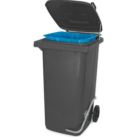 BRB Müllbehälter mit Fußpedal und Klemmring, 80 Liter, anthrazit, BxTxH 445x520x930 mm