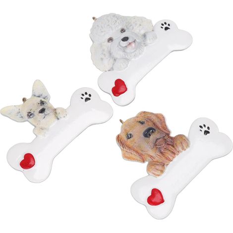 Pendentif chien sapin de Noël en résine, résistant à l'usure, à faire soi-même. Pendentif chiot de Noël en résine pour décoration de Noël, combinaison de trois.