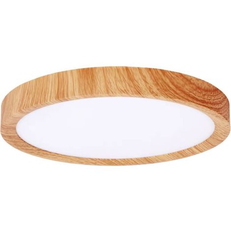 Plafón de techo LED regulable "Mery" (18W 3CCT 1782lm) IP20 Ø23x2,5cm fabricado en aluminio y acrílico color madera y opal (1/5)