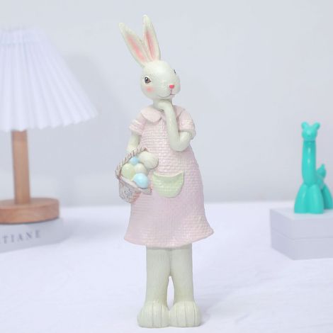 Statue Lapin De Pâques - Sculpture Décor Printemps Intérieur Extérieur - Centre De Table Ornements Fêtes - Lot De 2 (1/5)