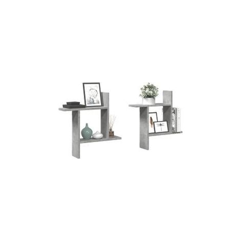 Étagères murales 2 pcs gris béton 50x12x50 bois d'ingénierie (1/5)