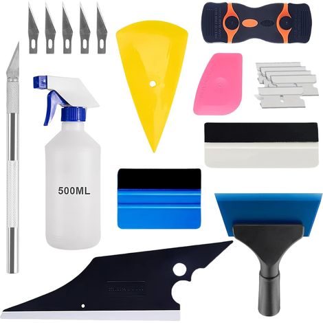 19 Pcs Car Window Tint Film Kit, Vinyl Coating Tools with Scraper, Knife Blades, Spray Bottle for Window Tinting and Film Application, Tools (1/5)